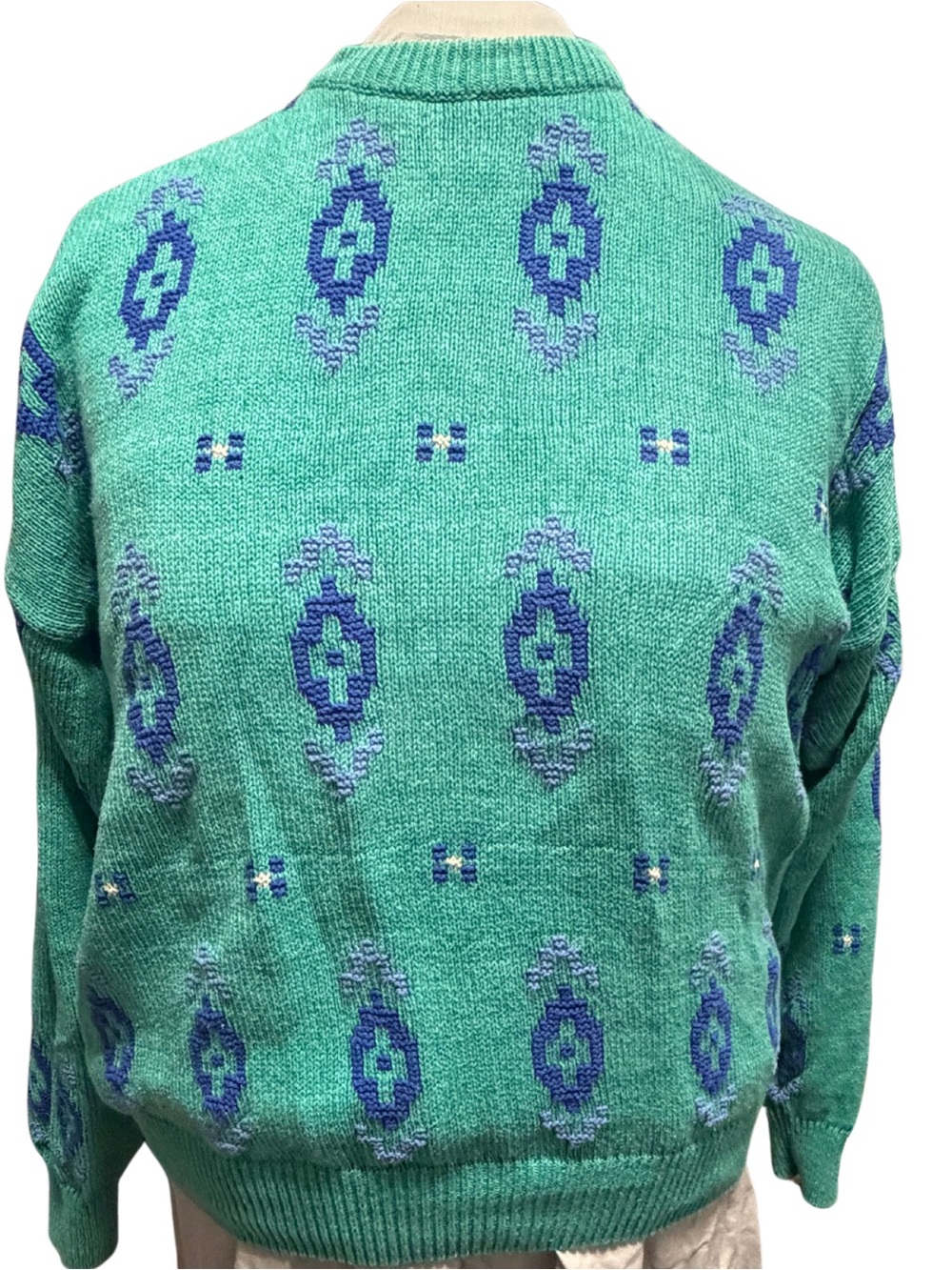 Vintage Turquoise & Purple 100% Cotton Sweater
